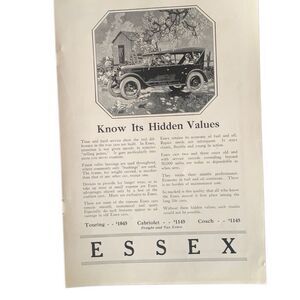 Vintage 1923 Essex Know it’s Hidden Value Ad Advertisement